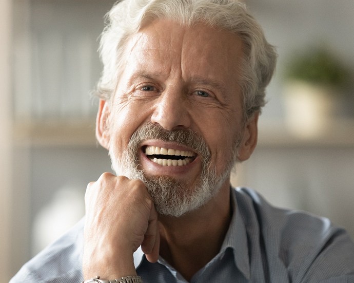 closeup of man smiling 