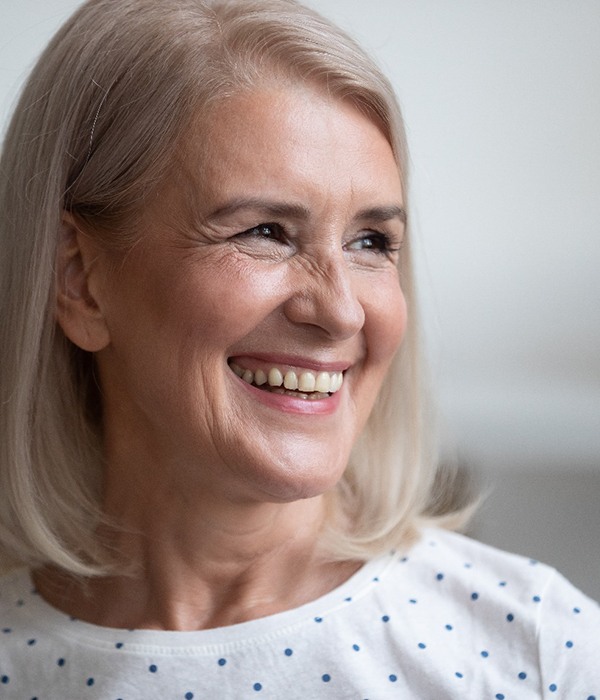 closeup of woman smiling 