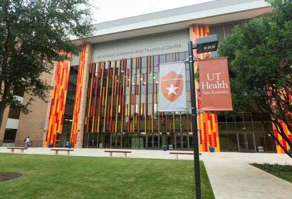 Outside view of U T Health Sciences dental school building