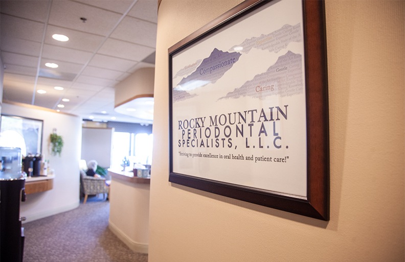 Hallway looking into periodontal office waiting room