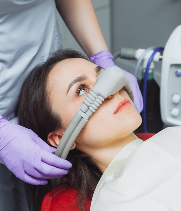 a sedation dentistry patient receiving nitrous oxide in Colorado Springs